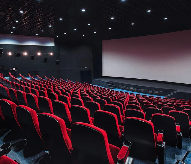 Cinema seating upholstered with contract textiles